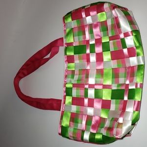 Handmade, Vintage women's Woven  ribbon bag.